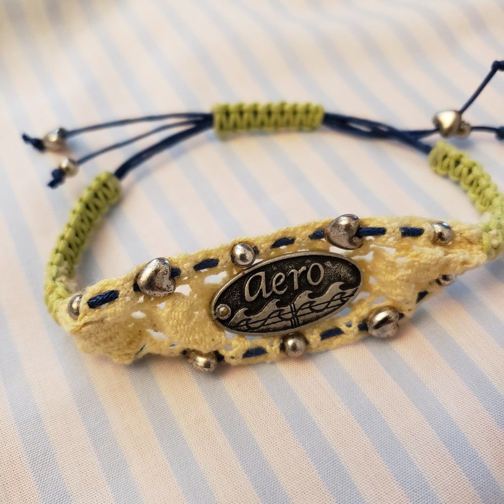 Cute Aero band crochet w/ metallic heart bracelet